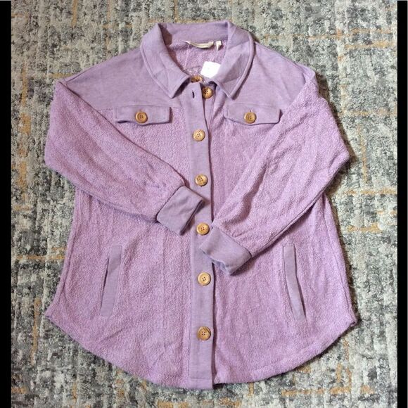 SOFT SURROUNDINGS TERRY KNIT SHACKET/SHIRT! NWT! M - Picture 1 of 8